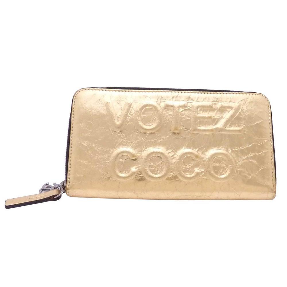 Auth Chanel Votez Coco Zip Around Long #78245C53B